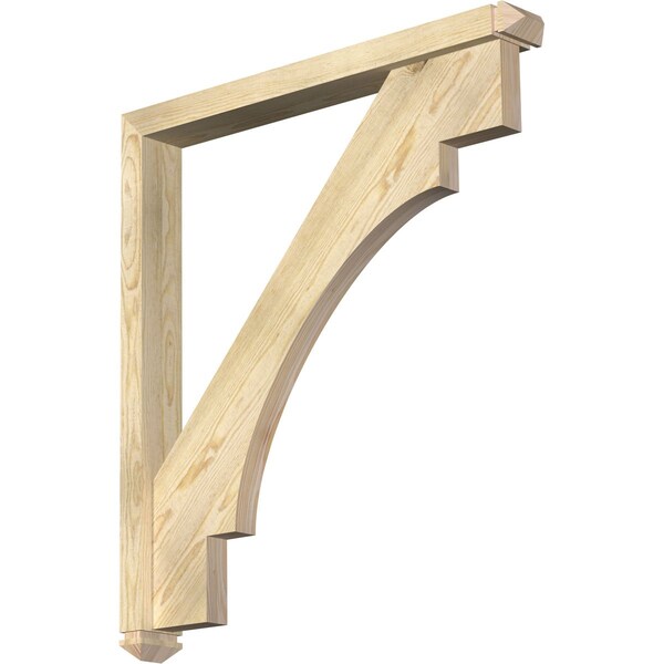 Ekena Millwork Merced Arts and Crafts Rough Sawn Bracket w/ Offset Brace, Douglas Fir, 4"W x 34"D x 38"H BKT0402X34X38MRC03RDF - main